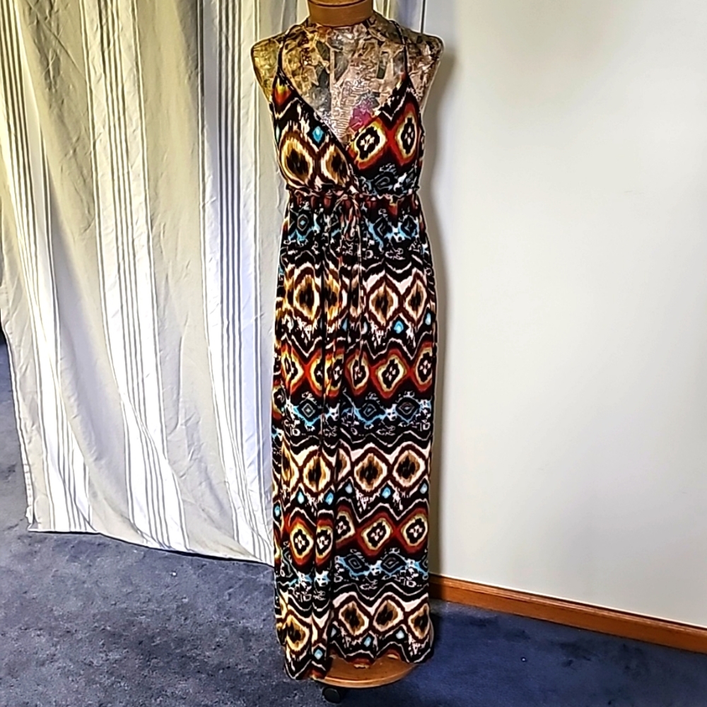 Cotton Candy Tribal Long Dress with thin Straps